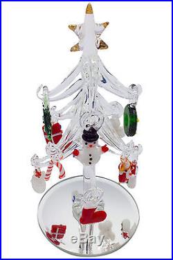 Glass Christmas Tree Xmas Gift Snowman Ornament Novelty Home Decoration Present