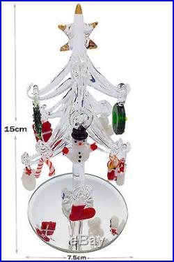Glass Christmas Tree Xmas Gift Snowman Ornament Novelty Home Decoration Present
