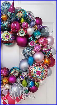 Glass Ornament 24 Christmas Easter Holiday Wreath Christopher Radko Shiny Brite
