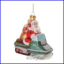 Glass Snowmobile Santa Ornament (Set of 6)
