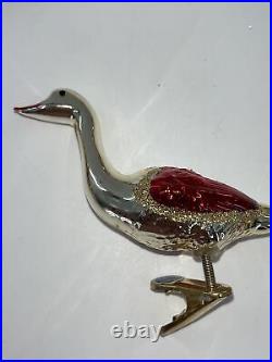 Glass Victorian Bird Goose Duck German Glass Christmas Ornament Clip Lot of 16