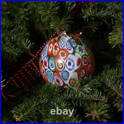 GlassOfVenice Murano Glass Christmas Ornament Gold Millefiori