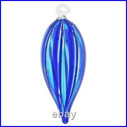 GlassOfVenice Murano Glass Icicle Christmas Ornament Blue Stripes