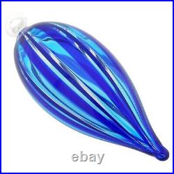 GlassOfVenice Murano Glass Icicle Christmas Ornament Blue Stripes