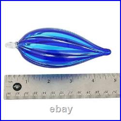 GlassOfVenice Murano Glass Icicle Christmas Ornament Blue Stripes