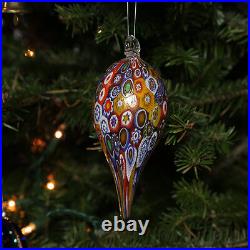 GlassOfVenice Murano Glass Icicle Christmas Ornament Gold Millefiori