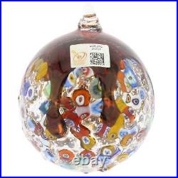 GlassOfVenice Murano Glass Venetian Mosaic Christmas Ornament Red