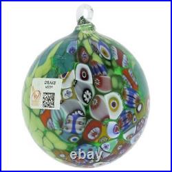 GlassOfVenice Primavera Millefiori Murano Glass Christmas Ornament Green