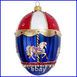 Glitterazzi Carousel Horse Jeweled Egg Polish Glass Christmas Ornament
