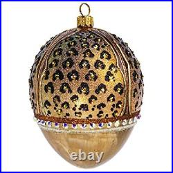Glitterazzi Leopard Jeweled Egg Polish Glass Christmas Ornament