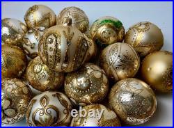 Gold Champagne Christmas Balls Set 10 Handmade Glass Ornaments