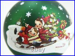 Goodwill Belgium Santa Green Ball Glass Christmas Ornament New Quality No Box