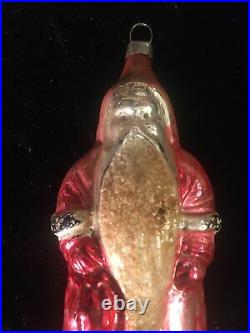 HTF Antique 4 Weihnachtsman Father Christmas with Bag Germany Glass Tree Ornament