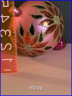 HTF Christopher Radko WINTER STAR BLOSSOM Poinsettia PINK Ball Ornament 96-284-0 HTF Christopher Radko WINTER STAR BLOSSOM Poinsettia PINK Ball Ornament 96-284-0