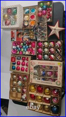 HUGE VTG 1950s Glass Christmas Ornaments Shiny Brite Poland W. Germany USA 100+