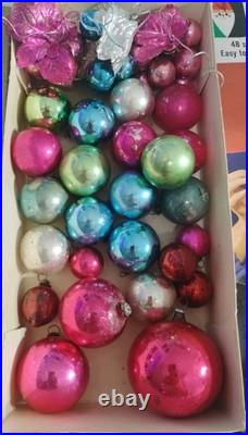 HUGE VTG 1950s Glass Christmas Ornaments Shiny Brite Poland W. Germany USA 100+