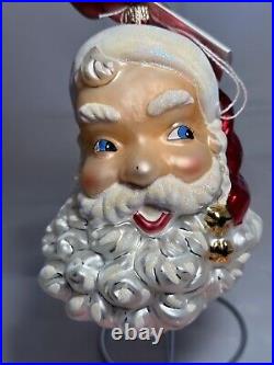 HUGE VTG Christopher Radko Glass Christmas SANTA Ornament KRINGLE BELLS 00-116-0