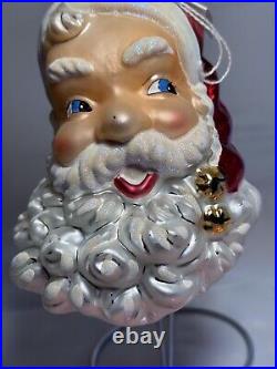 HUGE VTG Christopher Radko Glass Christmas SANTA Ornament KRINGLE BELLS 00-116-0