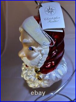 HUGE VTG Christopher Radko Glass Christmas SANTA Ornament KRINGLE BELLS 00-116-0