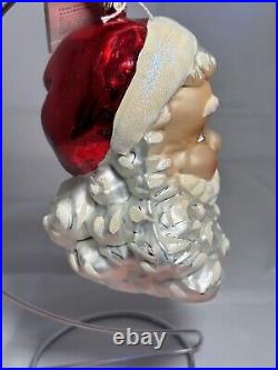 HUGE VTG Christopher Radko Glass Christmas SANTA Ornament KRINGLE BELLS 00-116-0