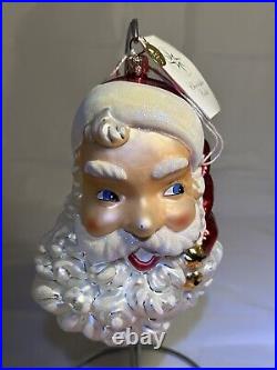 HUGE VTG Christopher Radko Glass Christmas SANTA Ornament KRINGLE BELLS 00-116-0