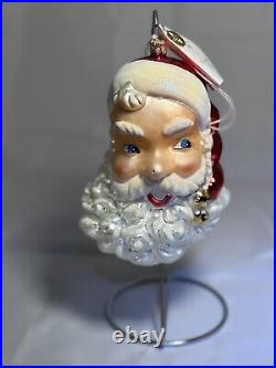 HUGE VTG Christopher Radko Glass Christmas SANTA Ornament KRINGLE BELLS 00-116-0