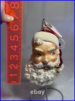 HUGE VTG Christopher Radko Glass Christmas SANTA Ornament KRINGLE BELLS 00-116-0