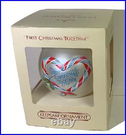 Hallmark 1983 1st Xmas Together Glass Ball Keepsake Ornament 3.25 Vtg NOS