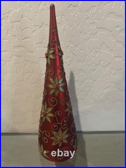 Hallmark 2016 Red With Gold Poinsettia Heritage Collection Blown Glass Table Tree