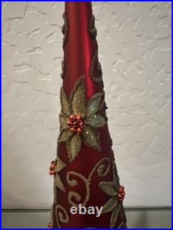 Hallmark 2016 Red With Gold Poinsettia Heritage Collection Blown Glass Table Tree