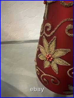 Hallmark 2016 Red With Gold Poinsettia Heritage Collection Blown Glass Table Tree