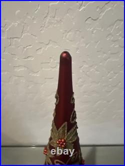 Hallmark 2016 Red With Gold Poinsettia Heritage Collection Blown Glass Table Tree