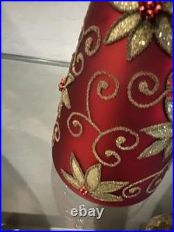 Hallmark 2016 Red With Gold Poinsettia Heritage Collection Blown Glass Table Tree