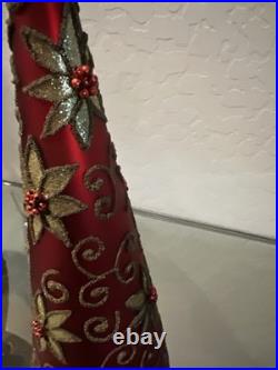 Hallmark 2016 Red With Gold Poinsettia Heritage Collection Blown Glass Table Tree