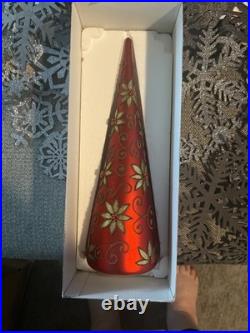 Hallmark 2016 Red With Gold Poinsettia Heritage Collection Blown Glass Table Tree