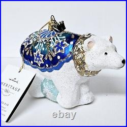 Hallmark Snowflake Bear Blown Glass Christmas Ornament Heritage Collection HTF