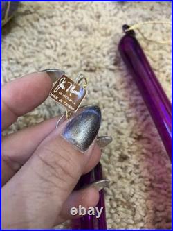 Hand Blown Glass Christmas Ornament Iridescent Purple 9 3/4 Inch Joann Marion