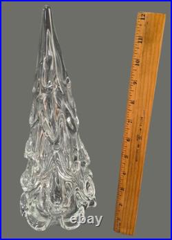 Hand Blown Italy Art Glass Clear Christmas Tree 12'' High