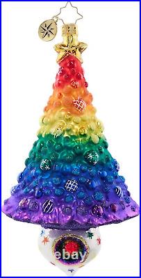 Hand-Crafted European Glass Christmas Tree Decorative Ornament, Rainbow Radiance