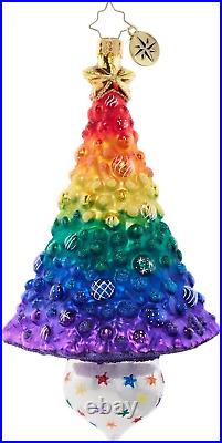 Hand-Crafted European Glass Christmas Tree Decorative Ornament, Rainbow Radiance