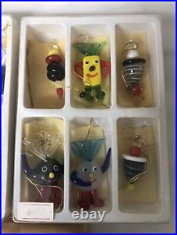 Hand Made Glass Ornament Candy Shaped Figures Vintage NOS