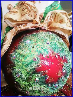 Hand Painted Glass Christmas/Holiday Ornament. Swarovski Elements. 7, Stunning