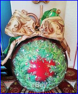 Hand Painted Glass Christmas/Holiday Ornament. Swarovski Elements. 7, Stunning