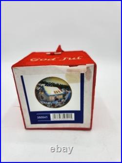 Hand Painted Glass Christmas Ornament God Jul Scandinavian Holiday Ball with Box Hand Painted Glass Christmas Ornament God Jul Scandinavian Holiday Ball with Box
