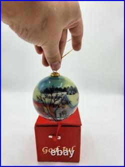 Hand Painted Glass Christmas Ornament God Jul Scandinavian Holiday Ball with Box Hand Painted Glass Christmas Ornament God Jul Scandinavian Holiday Ball with Box