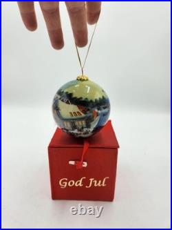 Hand Painted Glass Christmas Ornament God Jul Scandinavian Holiday Ball with Box Hand Painted Glass Christmas Ornament God Jul Scandinavian Holiday Ball with Box