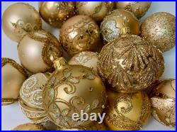 Handmade Glass Christmas Ornaments Set of 10 Gold Holiday Tree Balls Handmade Glass Christmas Ornaments Set of 10 Gold Holiday Tree Balls