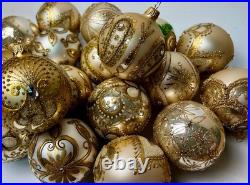Handmade Glass Ornaments Gold Champagne Set of 20 Xmas Baubles