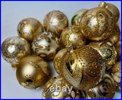 Handmade Glass Ornaments Gold Champagne Set of 20 Xmas Baubles