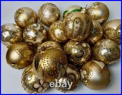 Handmade Glass Ornaments Gold Champagne Set of 20 Xmas Baubles